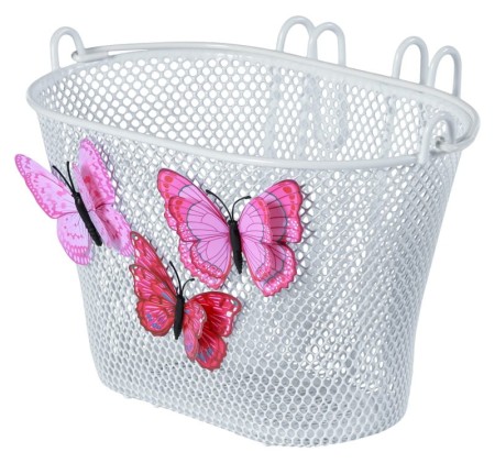 Kosz na kierownicę BASIL JASMIN BASKET JUNIOR mocowanie na haki 12"-20", stalowy motyle biały