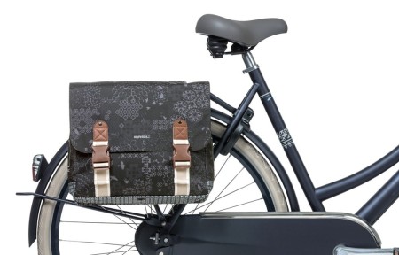 Sakwa miejska podwójna BASIL BOHEME DOUBLE BAG 35L, mocowanie na paski, wodoodporny poliester, charcoal