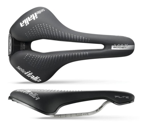 Przejdź do produktu Siodło SELLE ITALIA MAX FLITE BOOST TI316 GEL SUPERFLOW L (id match L3) TI 316 Rail, Fibra-Tek, Light Gel, 234g