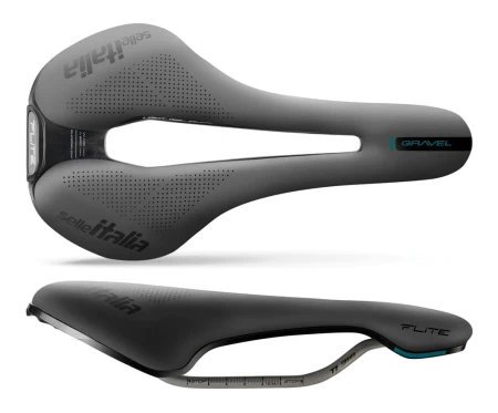 Siodło SELLE ITALIA FLITE BOOST GRAVEL TI316, Superflow S (id match S3), TI 316 Rail, Fibra-Tek, Light Gel, 228g, Szare