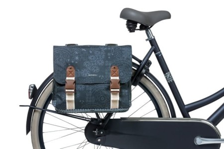 Sakwa miejska podwójna BASIL BOHEME DOUBLE BAG 35L, mocowanie na paski, wodoodporny poliester, indigo blue