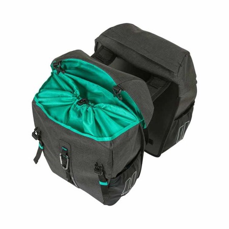 Sakwa miejska podwójna BASIL DISCOVERY M 18L, mocowanie na paski, wodoodporny poliester, black melee