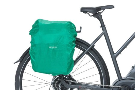 Sakwa miejska podwójna BASIL DISCOVERY M 18L, mocowanie na paski, wodoodporny poliester, black melee