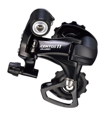 Przerzutka Tylna MICROSHIFT CENTOS, 11.rzędowa(2x11), Kompatybilna z Shimano, Krótki Wózek(Al.), Max. Tryb 25-30T, Pojemność 35T, Czarna