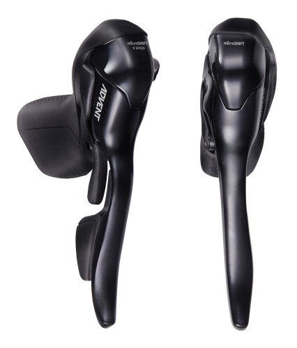 Przejdź do produktu Klamkomanetki MICROSHIFT ADVENT, Para, 9.rzędowe, Nie kompatybilne z Shimano, Dual Control, Lewa Klamka Tylko z Dźwignią Hamulca, Czarne