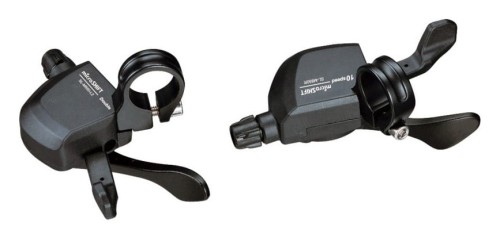 Przejdź do produktu Manetki MICROSHIFT XLE, Para, 10.rzędowe(2x10), Kompatybilne z Shimano, Xpress Trigger, Bez Wskaźnika Przełożeń