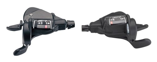 Przejdź do produktu Manetki MICROSHIFT MEZZO, Para, 8.rzędowe(3x8), Kompatybilne z Shimano, Thumb Tap, Optyczny Wskaźnik Przełożeń