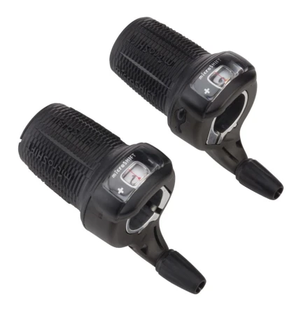 Manetki MICROSHIFT, Para, 8.rzędowe(3x8), Kompatybilne z Shimano, Twist Shifter, Optyczny Wskaźnik Przełożeń
