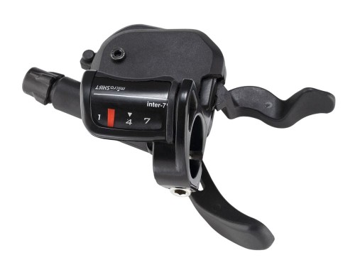 Przejdź do produktu Manetka MICROSHIFT, Prawa, 7.rzędowa, Kompatybilne z Shimano, Xpress Shifter, Optyczny Wskaźnik Przełożeń, Czarna
