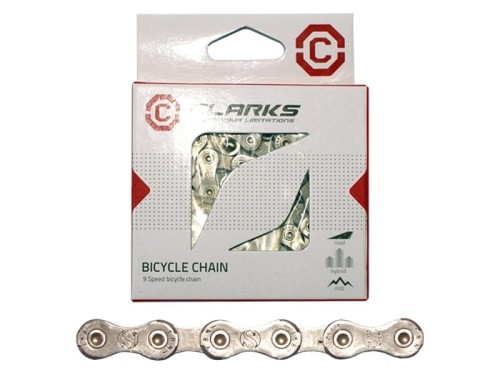 Przejdź do produktu Łańcuch rowerowy CLARKS C9AR, 9-rzędowy, 116 ogniw, 1/2"x11/128", Spinka, Antykorozyjny, Srebrny