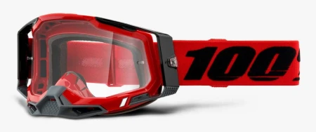 Gogle 100% RACECRAFT 2 RED (Szyba Przezroczysta Anti-Fog, LT 88%-92% + 10 Zrywek) - rove.pl