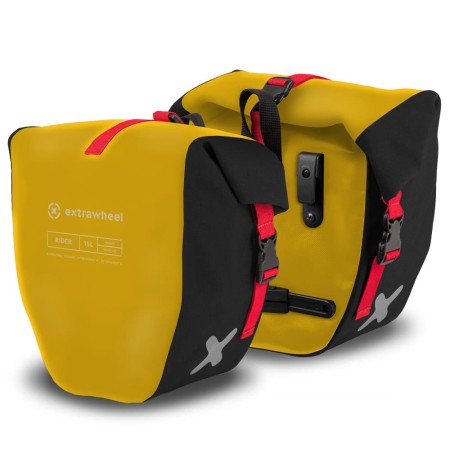 Extrawheel sakwy uniwersalne rider polyester yellow/black 30l - rove.pl