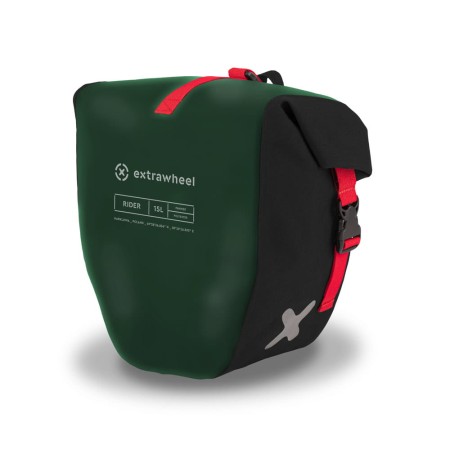 Extrawheel sakwy uniwersalne rider polyester green/black 30l - rove.pl