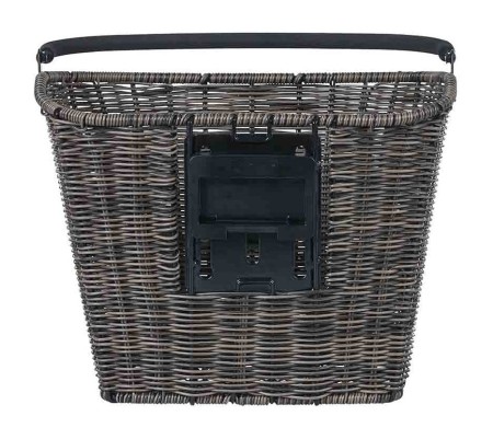Kosz na kierownicę BASIL BREMEN RATTAN LOOK KF ratanowy + Płytka mocująca do kosza BASIL KLICKFIX ADAPTER PLATE system do mocowania na kierownicę odpinany (bez wspornika) nature brown ratan look (NEW 2024) - rove.pl