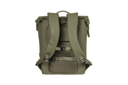Plecak/Sakwa rowerowa BASIL SOHO BACKPACK NORDLICHT17L, mocowanie na haki Hook-On System, wodoodporny poliester, oświetlenie, moss green (NEW 2024) - rove.pl