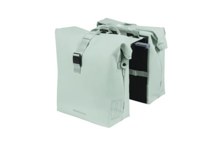 Sakwa podwójna BASIL SOHO DOUBLE PANNIER BAG NORDLICHT MIK, MIK System (ready to go) 41L 100% wodoodporna pastel green oświetlenie Nordlicht Technology (NEW 2024) - rove.pl