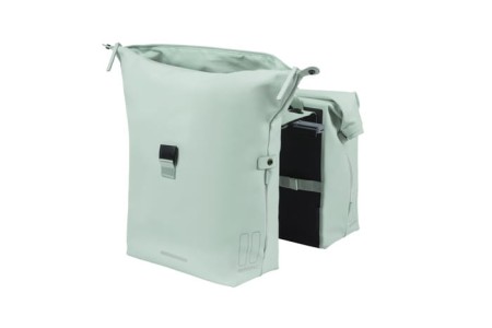Sakwa podwójna BASIL SOHO DOUBLE PANNIER BAG NORDLICHT MIK, MIK System (ready to go) 41L 100% wodoodporna pastel green oświetlenie Nordlicht Technology (NEW 2024) - rove.pl