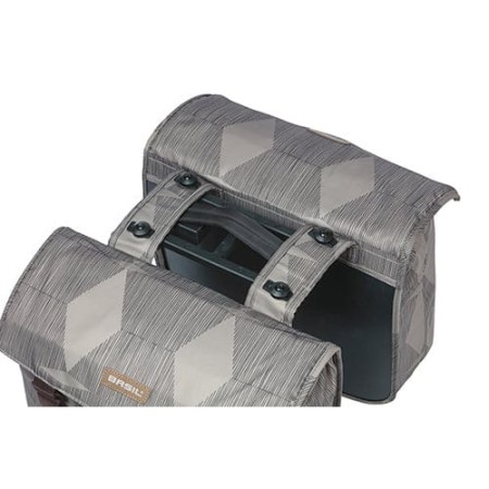 Torba na bagażnik BASIL ELEGANCE DOUBLE PANNIER BAG MIK 40-49L, MIK System (ready to go) wodoodporna chateau taupe (NEW 2024) - rove.pl