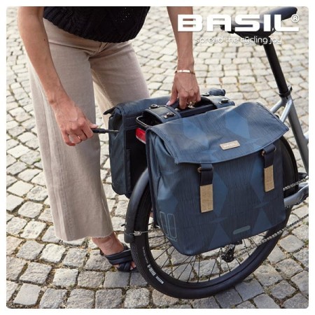 Torba na bagażnik BASIL ELEGANCE DOUBLE PANNIER BAG MIK 40-49L, MIK System (ready to go) wodoodporna chateau taupe (NEW 2024) - rove.pl
