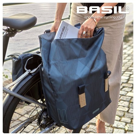 Torba na bagażnik BASIL ELEGANCE DOUBLE PANNIER BAG MIK 40-49L, MIK System (ready to go) wodoodporna chateau taupe (NEW 2024) - rove.pl