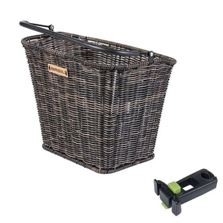 Kosz na kierownicę BASIL BREMEN RATAN LOOK FRONT BASKET, KF A-Head Stem Holder, wspornik 22.4-28.6mm seagrass (NEW 2024) - rove.pl
