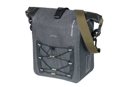 Sakwa pojedyncza BASIL NAVIGATOR STORM SINGLE PANNIER BAG M 12-15 L, Hook On System, wodoodporna, grey black (NEW 2024) - rove.pl