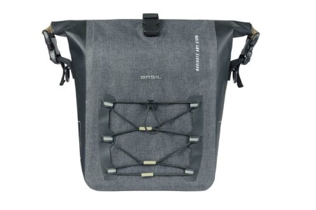 Sakwa pojedyncza BASIL NAVIGATOR STORM SINGLE PANNIER BAG M 12-15 L, Hook On System, wodoodporna, grey black (NEW 2024) - rove.pl