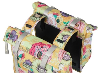 Sakwa podwójna na bagażnik BASIL BLOOM FIELD DOUBLE PANNIER BAG 28-35L, Universal Bridge System, honey yellow (NEW 2024) - rove.pl