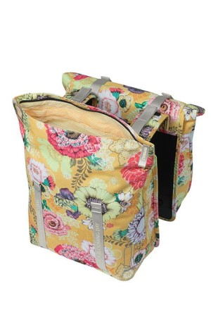Sakwa podwójna na bagażnik BASIL BLOOM FIELD DOUBLE PANNIER BAG 28-35L, Universal Bridge System, honey yellow (NEW 2024) - rove.pl