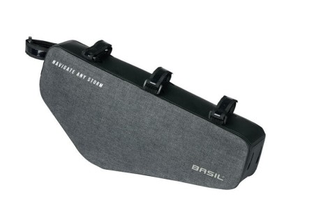 Torba pod ramę BASIL NAVIGATOR STORM FRAME BAG M 2.2L, wodoodporna grey black (NEW 2024) - rove.pl