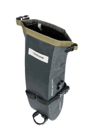 Torebka podsiodłowa BASIL NAVIGATOR STORM SADDLE BAG 1.5L, mocowanie na paski, wodoodporna grey black (NEW 2024) - rove.pl