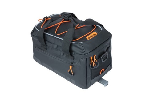 Przejdź do produktu Torba na bagażnik BASIL MILES TARPAULIN TRUNKBAG MIK 7L, MIK System (ready to go), 100% wodoodporna black orange (NEW 2024)