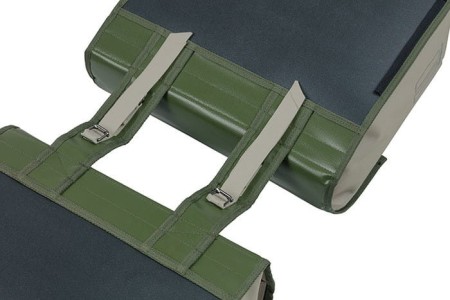 Sakwa miejska podwójna BASIL URBAN LOAD DOUBLE PANNIER BAG 48-53L, Universal Bridge System, 100% wodoodporna, moss green/sand (NEW 2024) - rove.pl