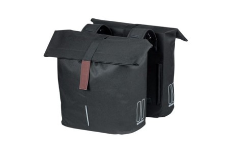 Sakwa miejska podwójna BASIL CITY DOUBLE PANNIER BAG 28-32L, Universal Bridge System, wodoodporna black - rove.pl