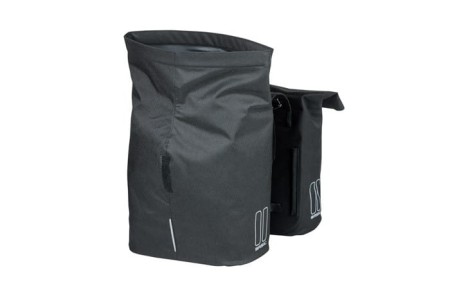 Sakwa miejska podwójna BASIL CITY DOUBLE PANNIER BAG 28-32L, Universal Bridge System, wodoodporna black - rove.pl