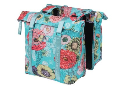 Sakwa podwójna na bagażnik BASIL BLOOM FIELD DOUBLE PANNIER BAG 28-35L, Universal Bridge System, sky blue - rove.pl