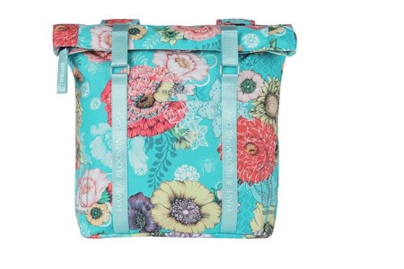 Sakwa podwójna na bagażnik BASIL BLOOM FIELD DOUBLE PANNIER BAG 28-35L, Universal Bridge System, sky blue - rove.pl