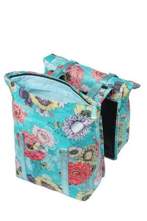 Sakwa podwójna na bagażnik BASIL BLOOM FIELD DOUBLE PANNIER BAG 28-35L, Universal Bridge System, sky blue - rove.pl