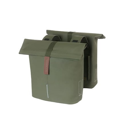 Sakwa miejska podwójna BASIL CITY DOUBLE PANNIER BAG 28-32L, Universal Bridge System, moss green - rove.pl