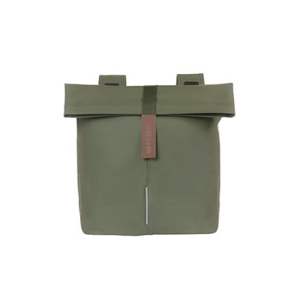 Sakwa miejska podwójna BASIL CITY DOUBLE PANNIER BAG 28-32L, Universal Bridge System, moss green - rove.pl