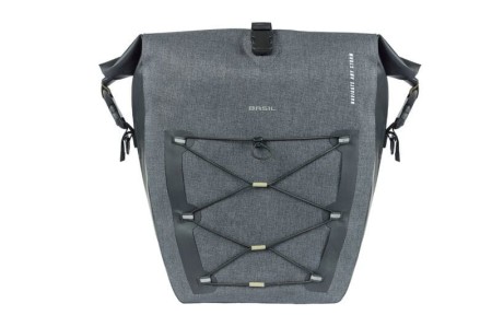 Sakwa pojedyncza BASIL NAVIGATOR STORM SINGLE PANNIER BAG MIK SIDE  L 25-31 L, MIK System (ready to go) wodoodporna grey black (NEW) - rove.pl