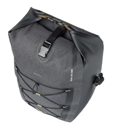 Sakwa pojedyncza BASIL NAVIGATOR STORM SINGLE PANNIER BAG MIK SIDE  L 25-31 L, MIK System (ready to go) wodoodporna grey black (NEW) - rove.pl