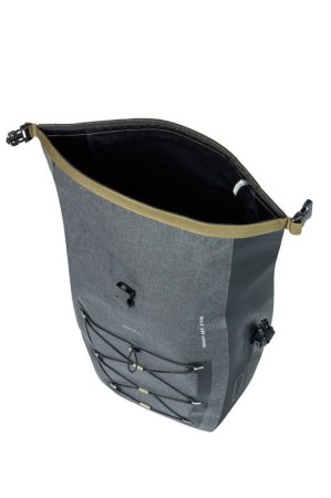 Sakwa pojedyncza BASIL NAVIGATOR STORM SINGLE PANNIER BAG MIK SIDE  L 25-31 L, MIK System (ready to go) wodoodporna grey black (NEW) - rove.pl