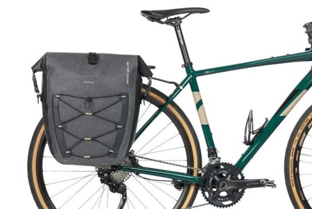 Sakwa pojedyncza BASIL NAVIGATOR STORM SINGLE PANNIER BAG MIK SIDE  L 25-31 L, MIK System (ready to go) wodoodporna grey black (NEW) - rove.pl