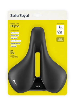 Siodło SELLEROYAL ELLIPSE RELAXED 90st. żelowe + elastomery, ergonomiczny kanał, unisex, 638g (NEW) - rove.pl