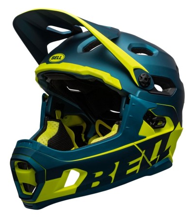 Kask full face BELL SUPER DH MIPS SPHERICAL matte gloss blue hi-viz roz. S (52–56 cm) (NEW). - rove.pl