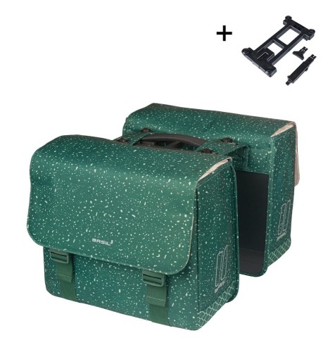 Przejdź do produktu Sakwy BASIL FLAIR DOUBLE BICYCLE BAG, MIK z adapterem do mocowania, 35L, Wodoodporna, Green (NEW 2025)