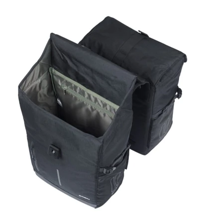 Sakwy BASIL MOVE DOUBLE BICYCLE BAG, UNIVERSAL BRIDGE, 30L, Wodoodporna, Black (NEW 2025) - rove.pl