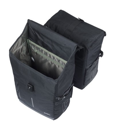 Sakwy BASIL MOVE DOUBLE BICYCLE BAG, MIK z adapterem do mocowania, 30L, Wodoodporna, Black (NEW 2025) - rove.pl
