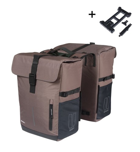 Przejdź do produktu Sakwy BASIL MOVE DOUBLE BICYCLE BAG, MIK z adapterem do mocowania, 30L, Wodoodporna, Brown (NEW 2025)